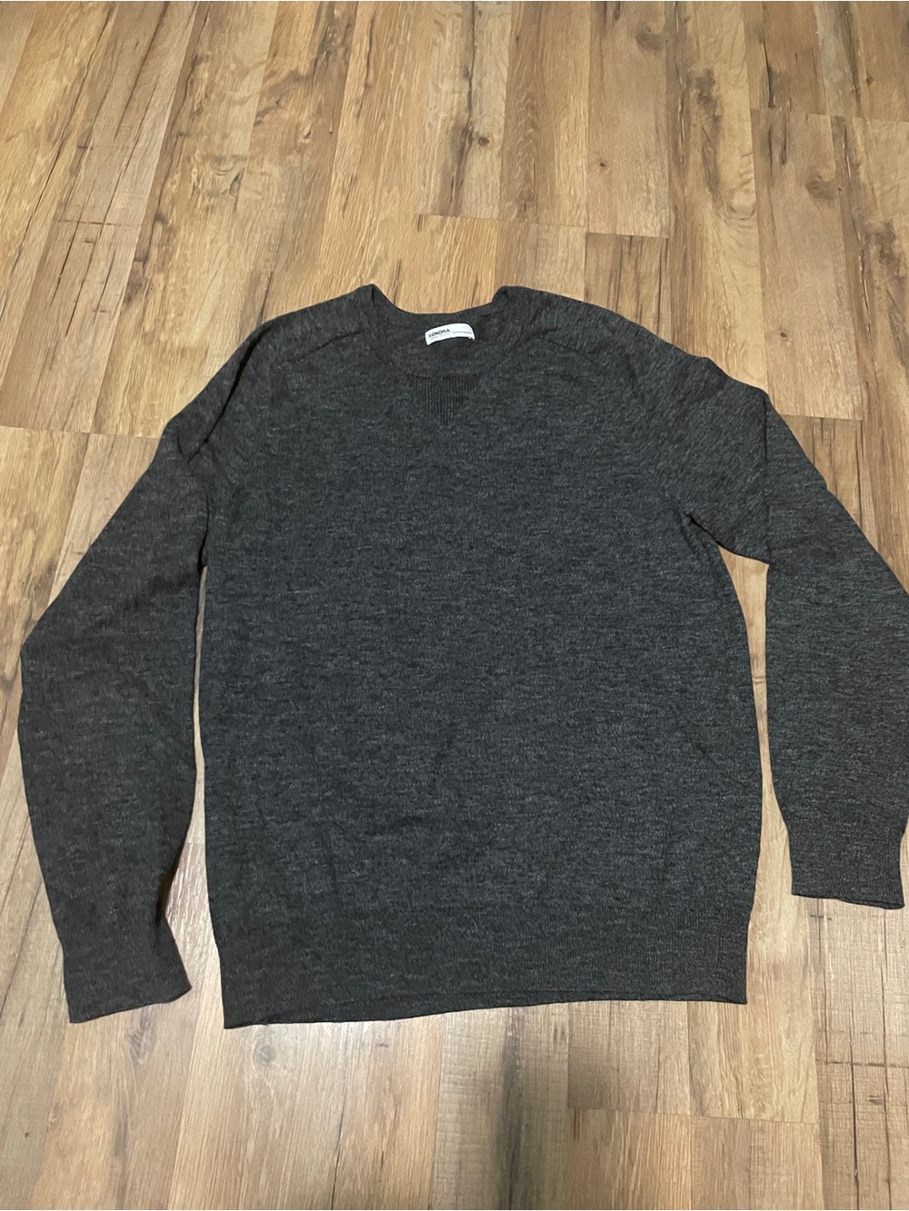 Sonoma Goods for Life Men’s Charcoal Heather Crewneck Sweater, Sz L